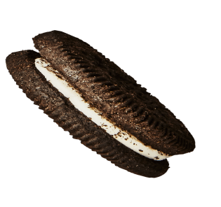 Half of a sandwich cookie